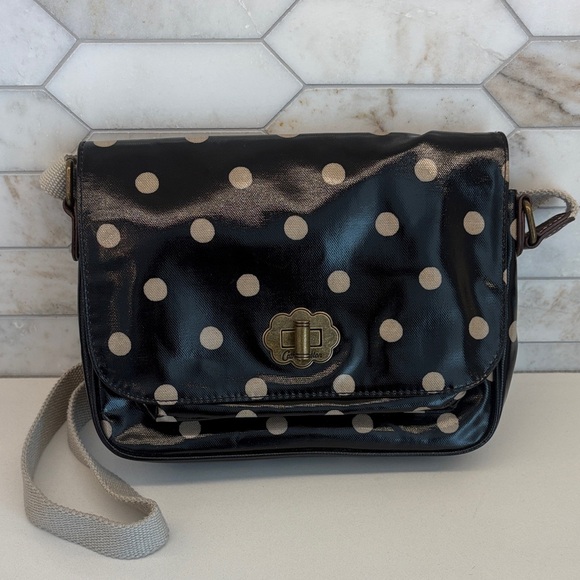 Cath Kidston Handbags - Cath Kidston Black and Cream Polka Dot Crossbody Bag